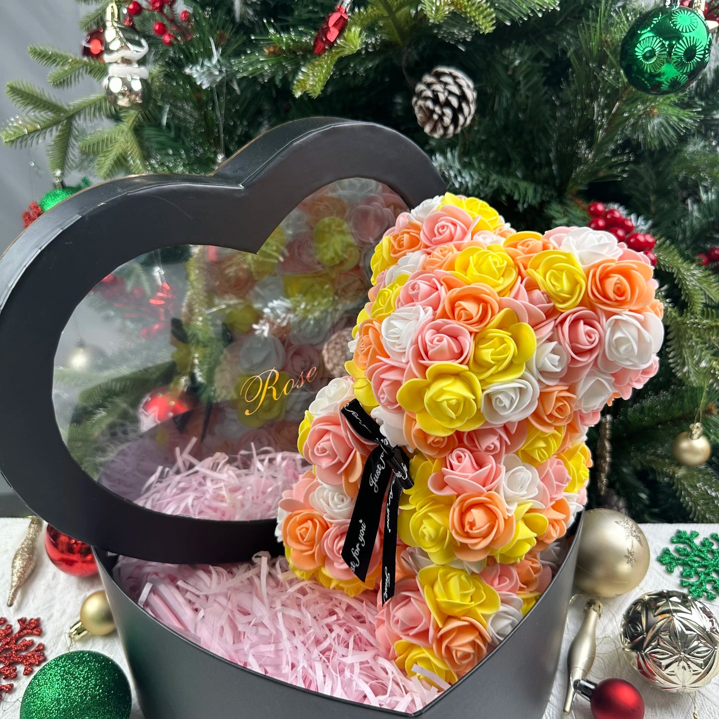 Bouquet Bear  (bouquet of life like roses arranged in a bear shape)