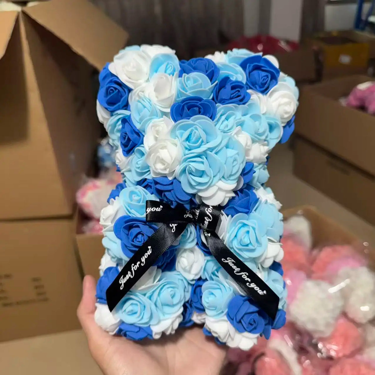 Bouquet Bear  (bouquet of life like roses arranged in a bear shape)